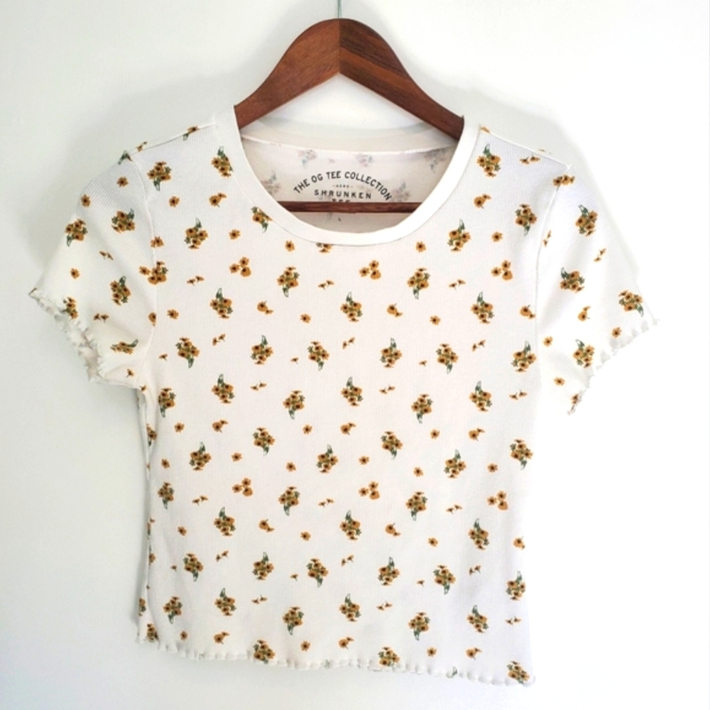 Aero Floral Ribbed Shrunken Tee Large